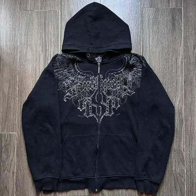 Printed Stitching Retro Hoodie